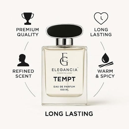 ELEGANCIA Tempt Eau de Parfum for Unisex | Premium Long Lasting Luxury Perfume 100ml | Signature Masculine Fragrance