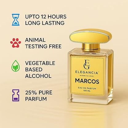 ELEGANCIA Marcos Eau de Parfum | Long Lasting Luxury Unisex Perfume 100ml | Premium Gift Perfume