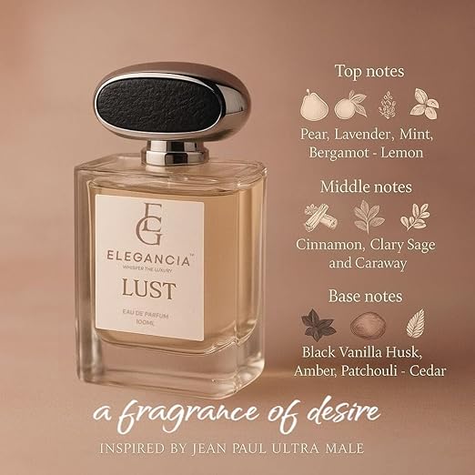 ELEGANCIA Lust Perfume for Men | Premium Long Lasting Eau de Parfum 100ml | | Luxury Gift Perfume for Men