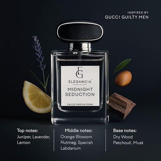 ELEGANCIA Midnight Seduction Eau de Parfum for Men | Long Lasting Premium Perfume 100ml | Premium Perfume Gift Set for Men