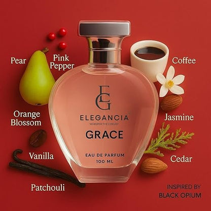 ELEGANCIA Grace Perfume | Long Lasting Luxury Eau de Parfum for Women 100ml | Premium Gift Perfume
