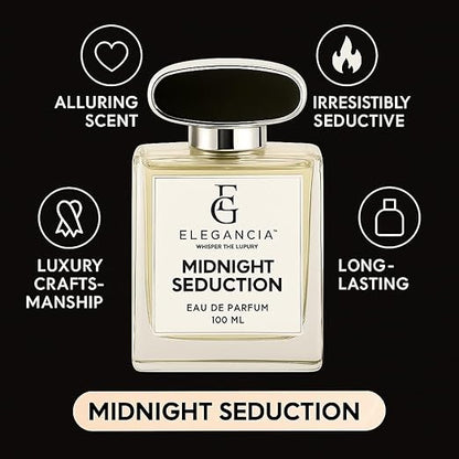 ELEGANCIA Midnight Seduction Eau de Parfum for Men | Long Lasting Premium Perfume 100ml | Premium Perfume Gift Set for Men