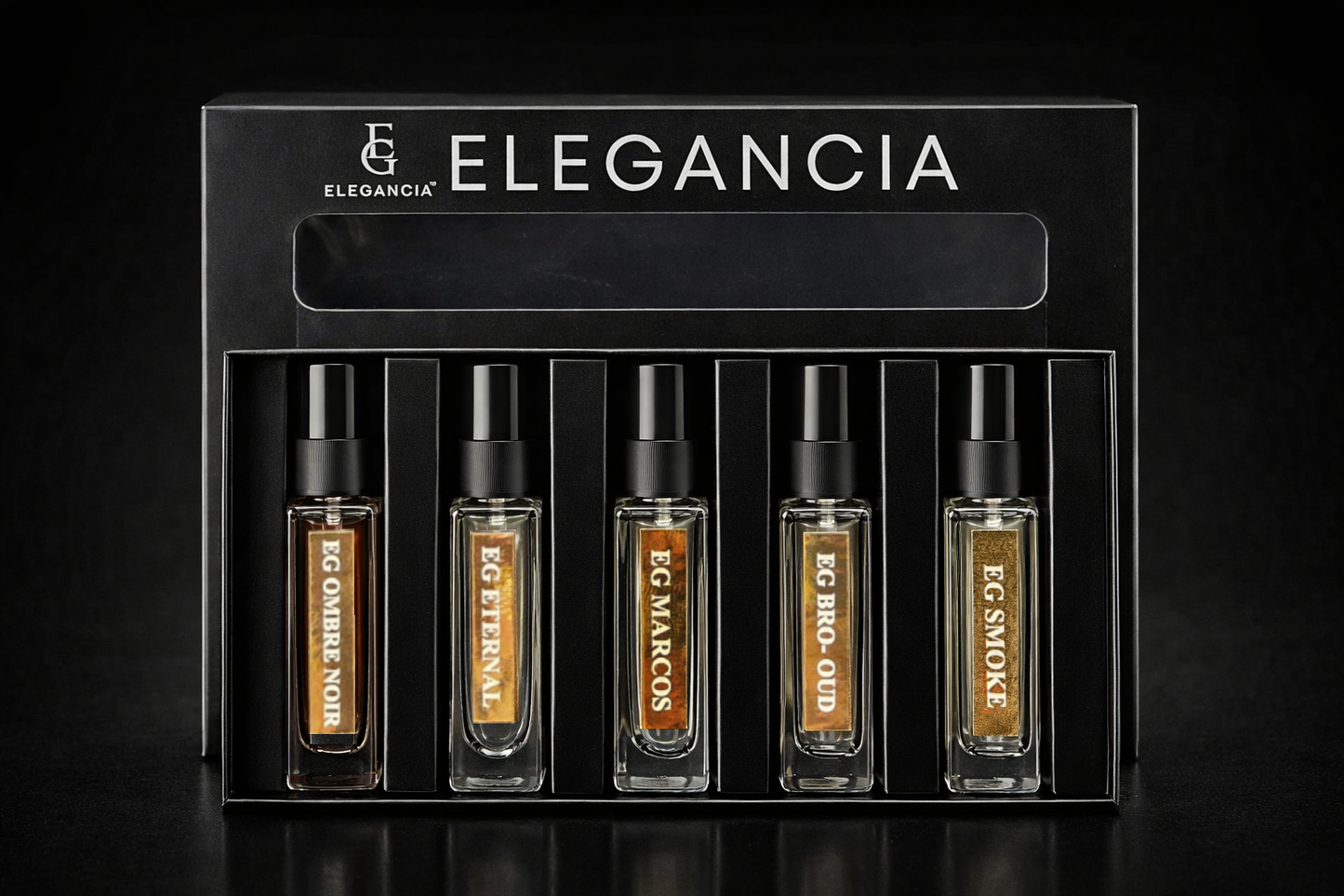 Elegancia Premium Perfumes Trial Set – 5 Premium Perfumes (8ml Each)